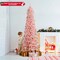 Costway 5/6/7/8 FT Artificial Pink Christmas Tree with 328/460/635/1000 Branch Tips Folding Metal Stand